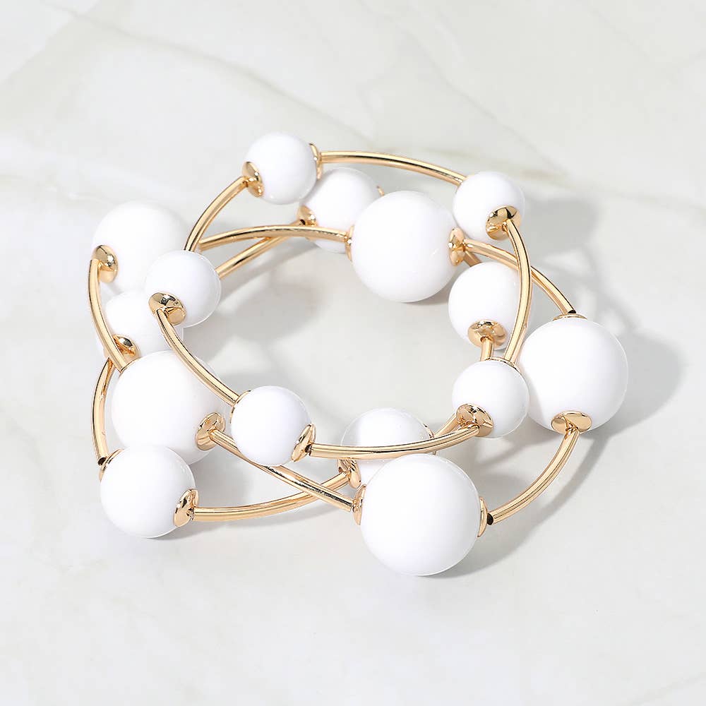 Roller Skates Beaded Stretch Stackable Layered Bracelets