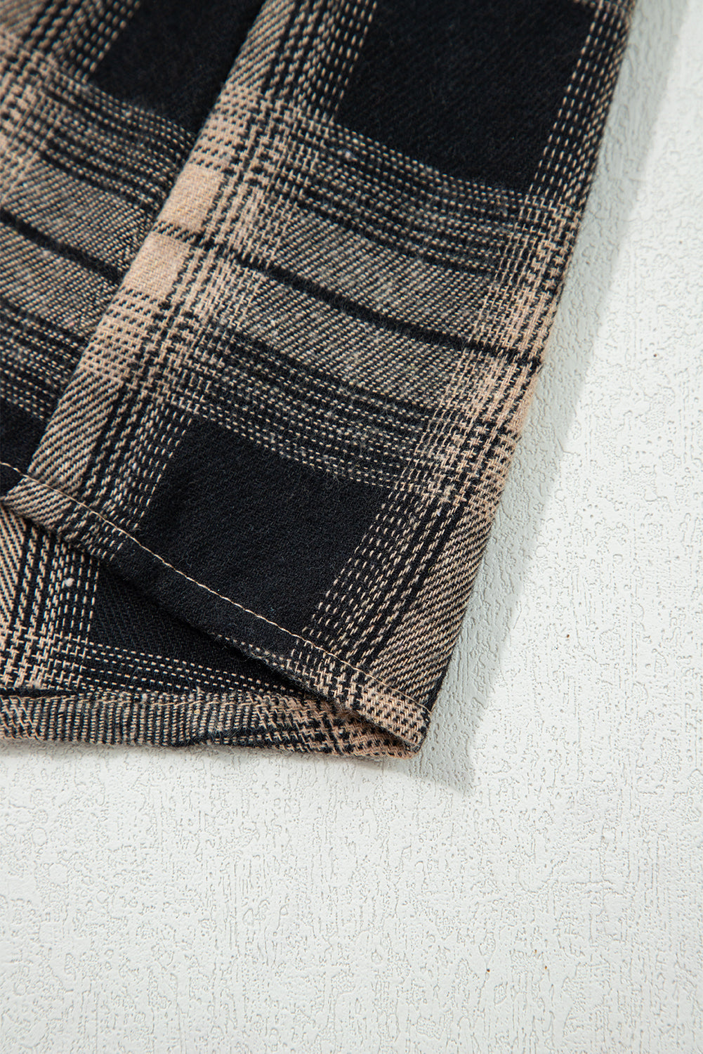 Plaid Double Flap Pocket Brushed Shacket