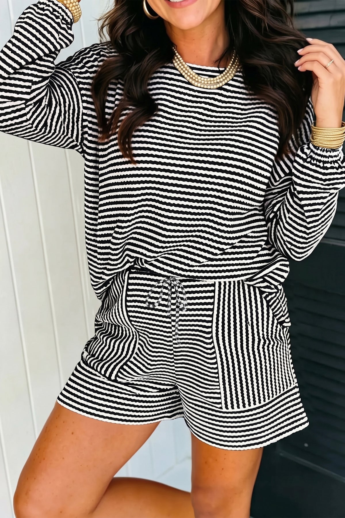 Lucky Enough Striped Shorts Set