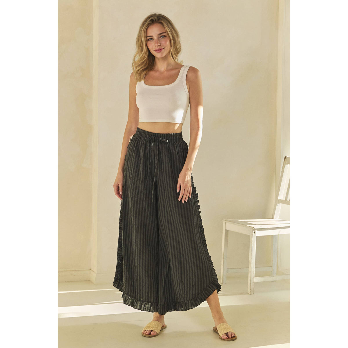 Breezy Stripe Linen Wide Leg Pants