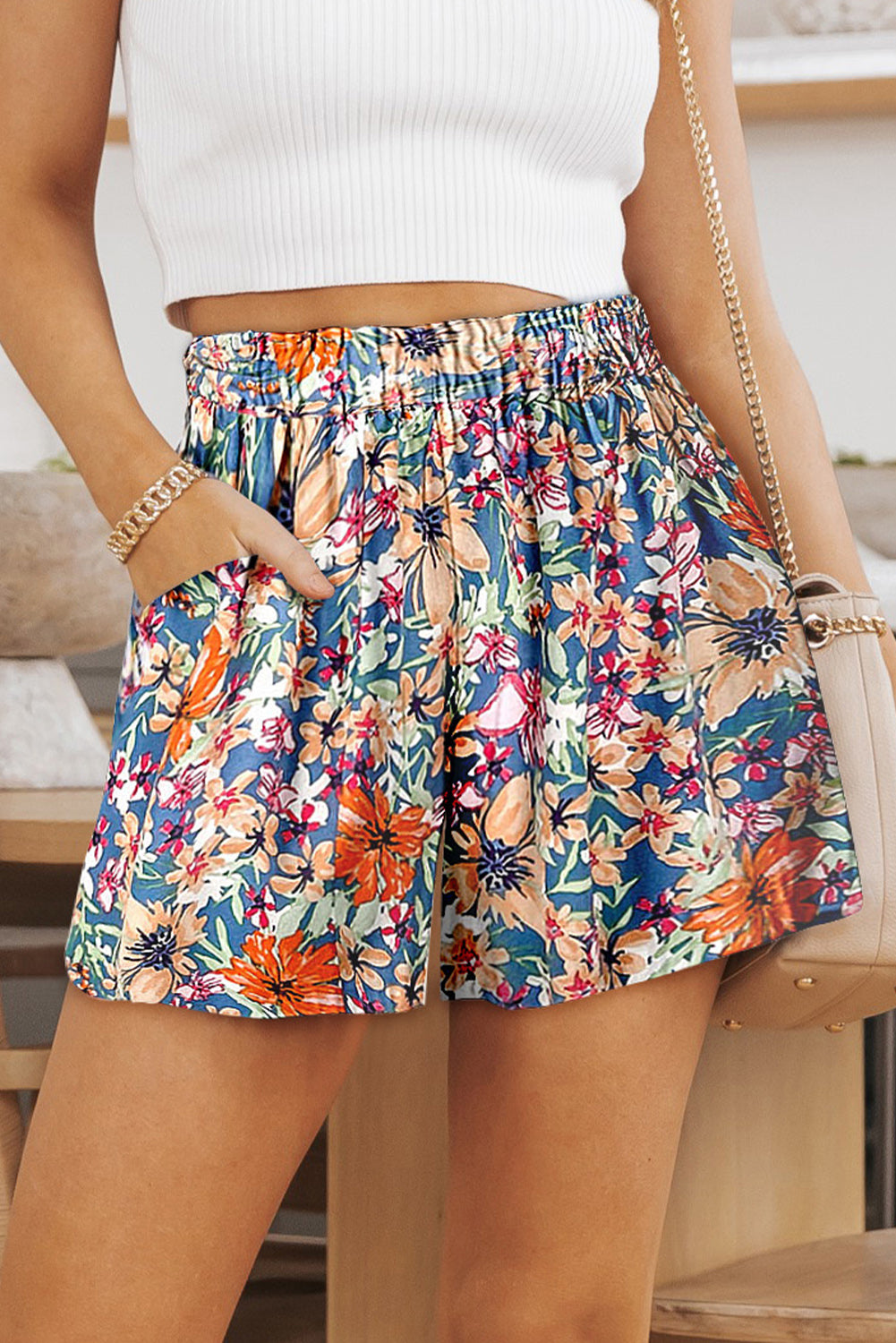 Straight To Floral High Waist Shorts
