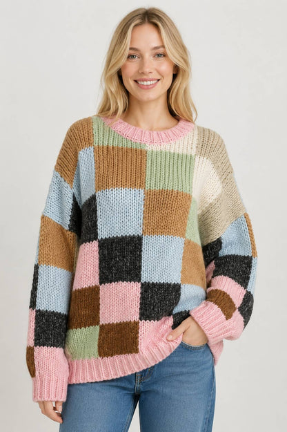 Chunky Checkers Oversized Sweater