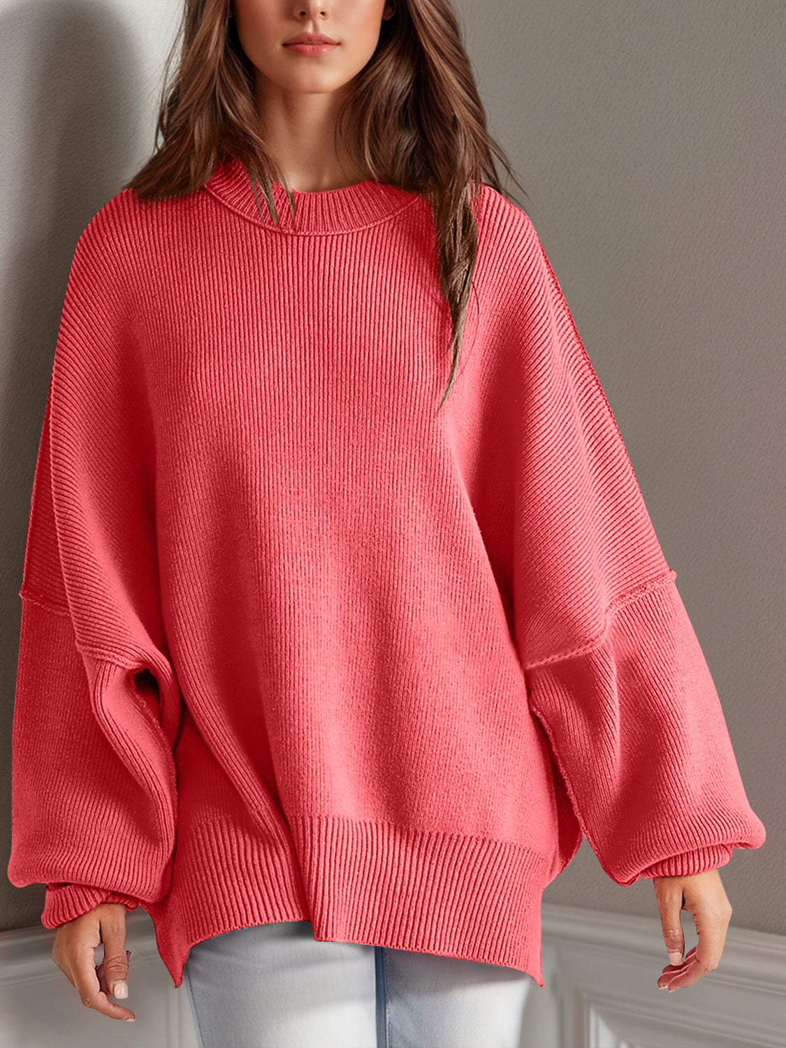 Mandy Side Slit Sweater  Oversized Pullover Sweater