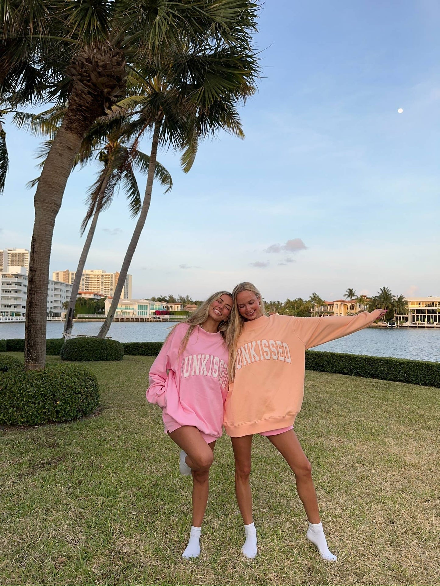 Papaya Orange Varsity Sunkissed Embroidered Mockneck Sweatshirt 100% Cotton