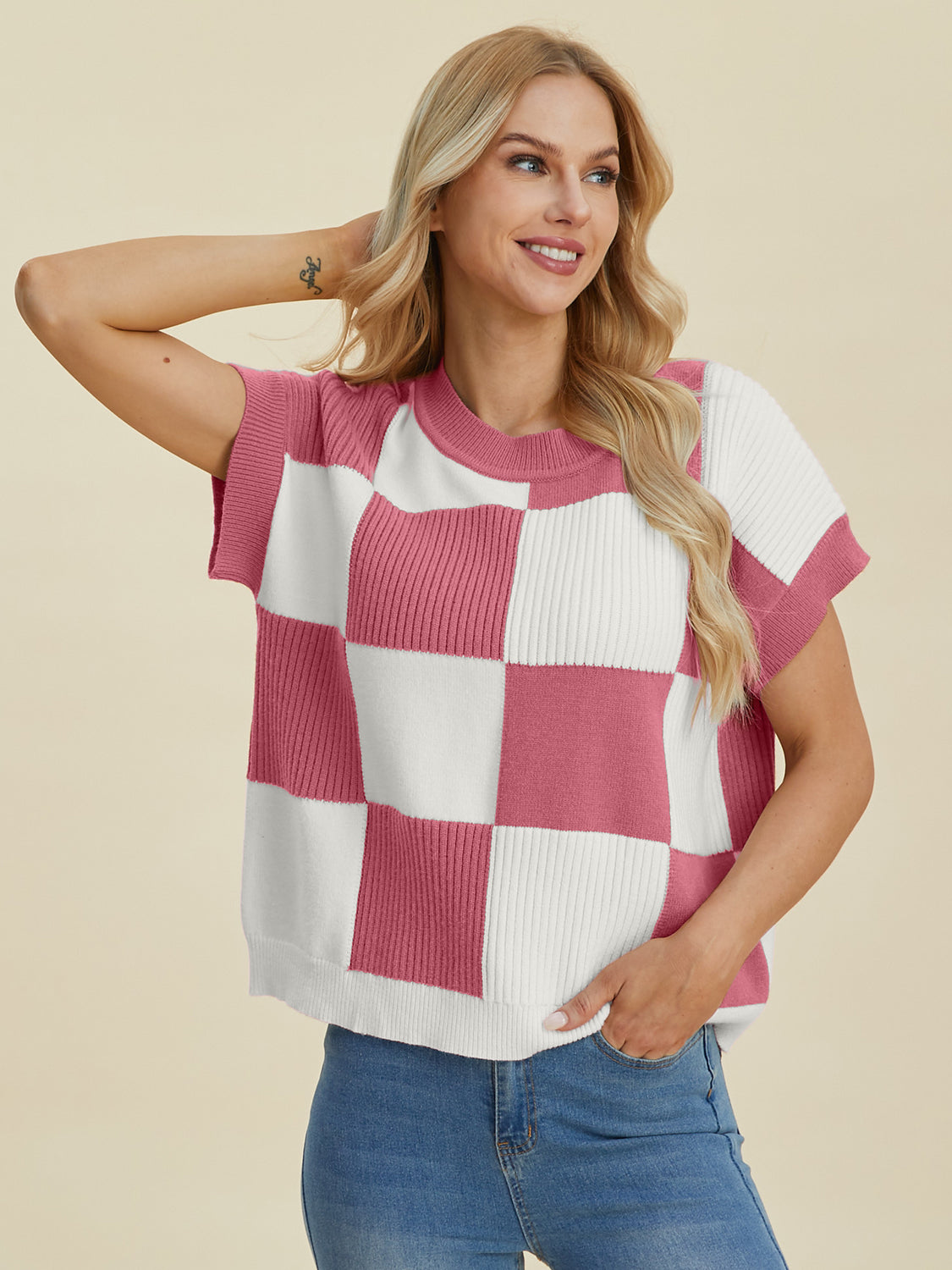 Double Take Checkered Sweater