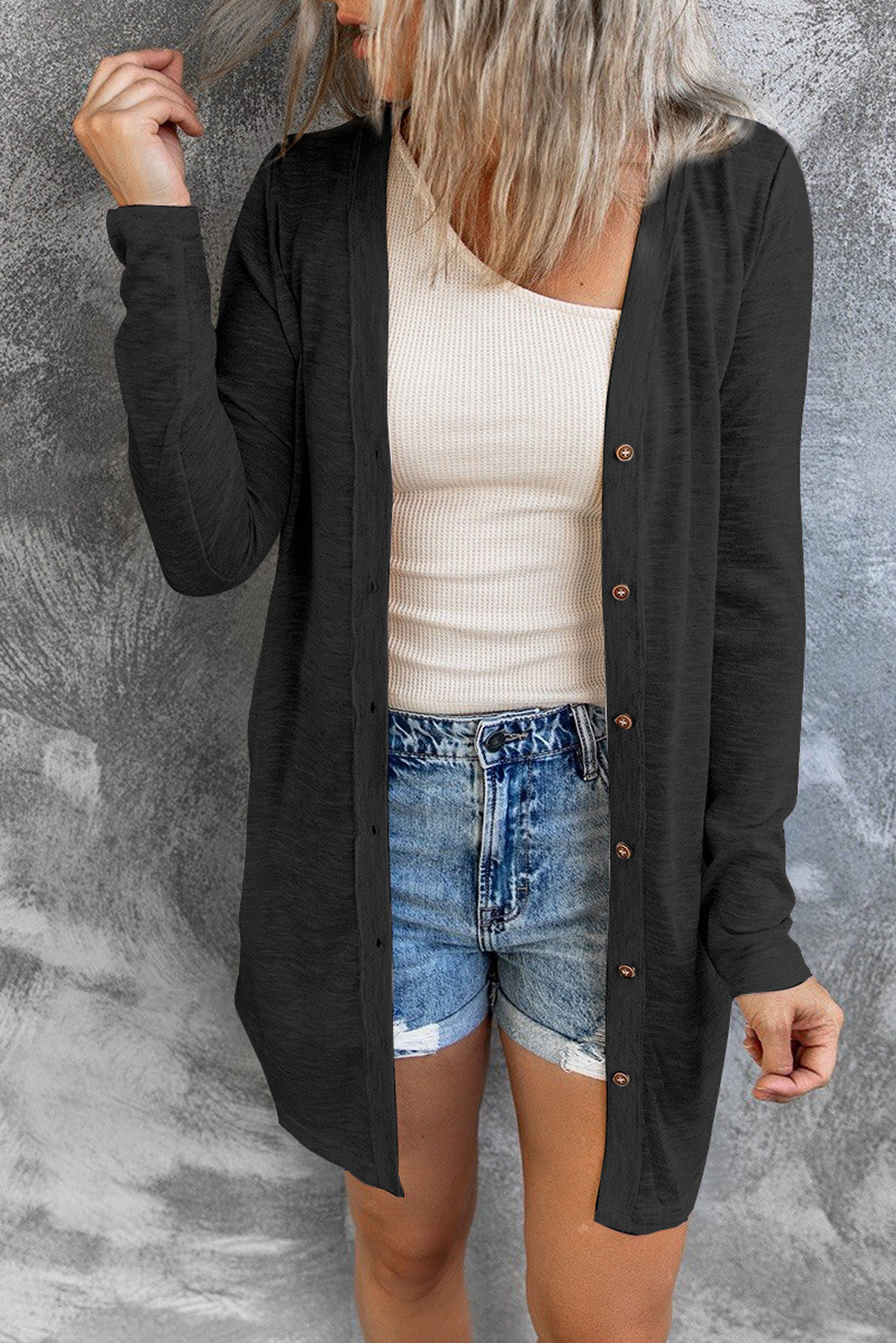 Double Take Button Down Longline Cardigan