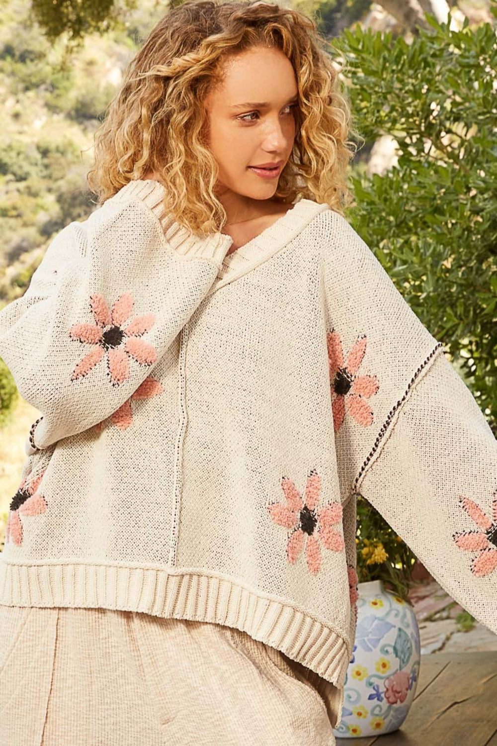 POL Floral Chenille Sweater