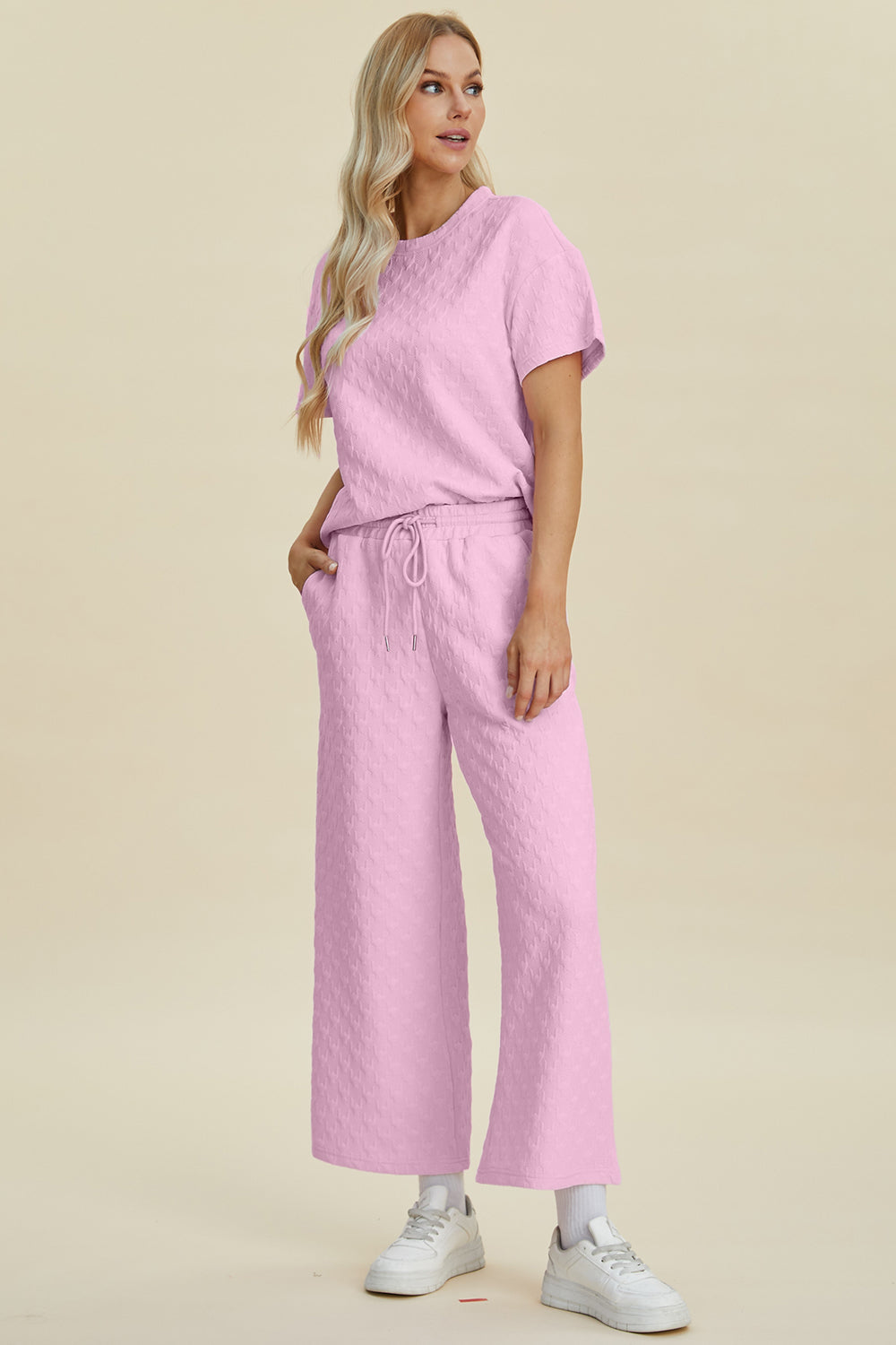 Double Take Melanie Short Sleeve Top and Pants Set