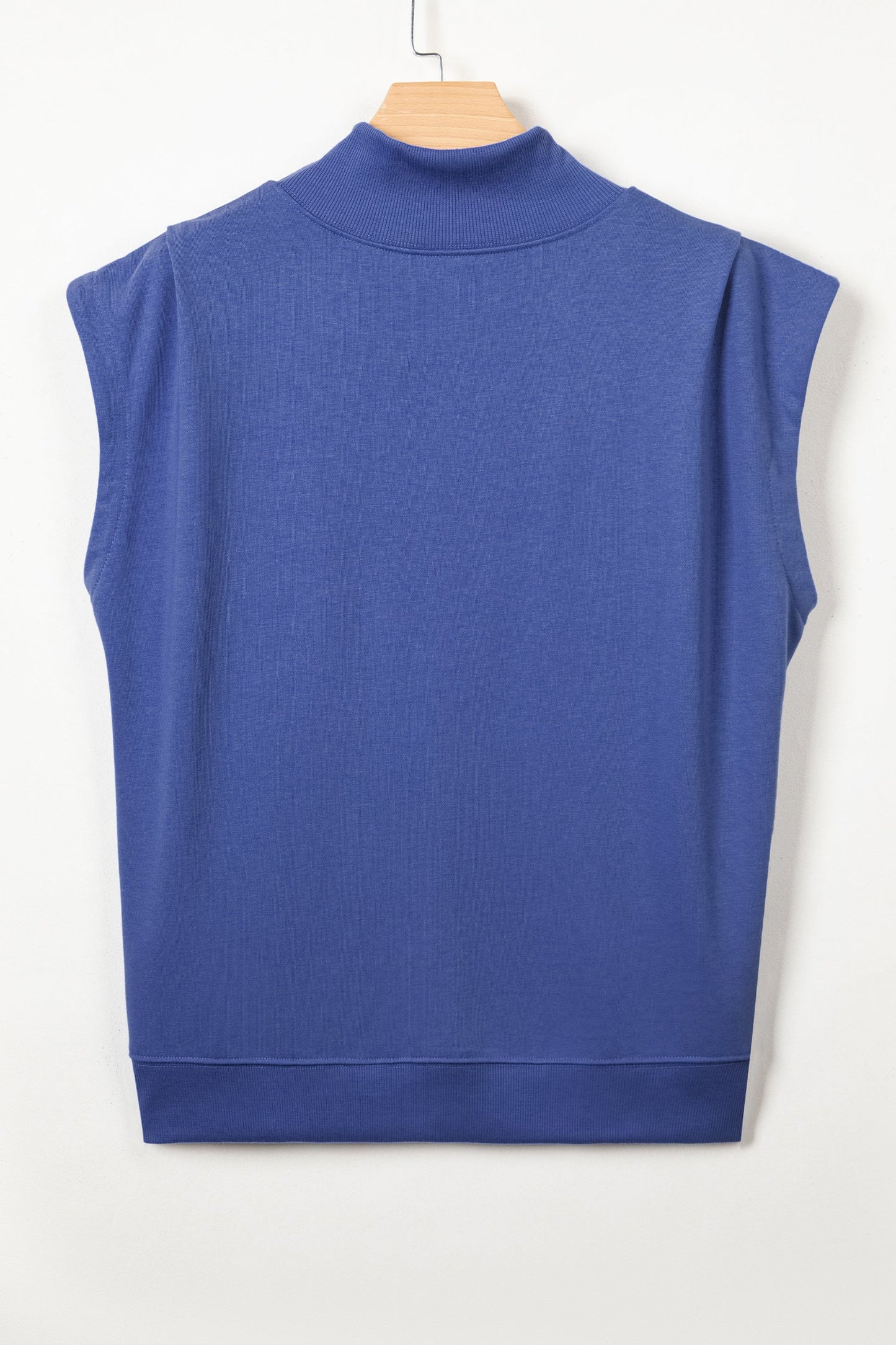 Solid Mock Neck Cap Sleeve Oversized Top