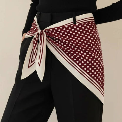 Polka Dot Pattern Silk Scarf Maroon