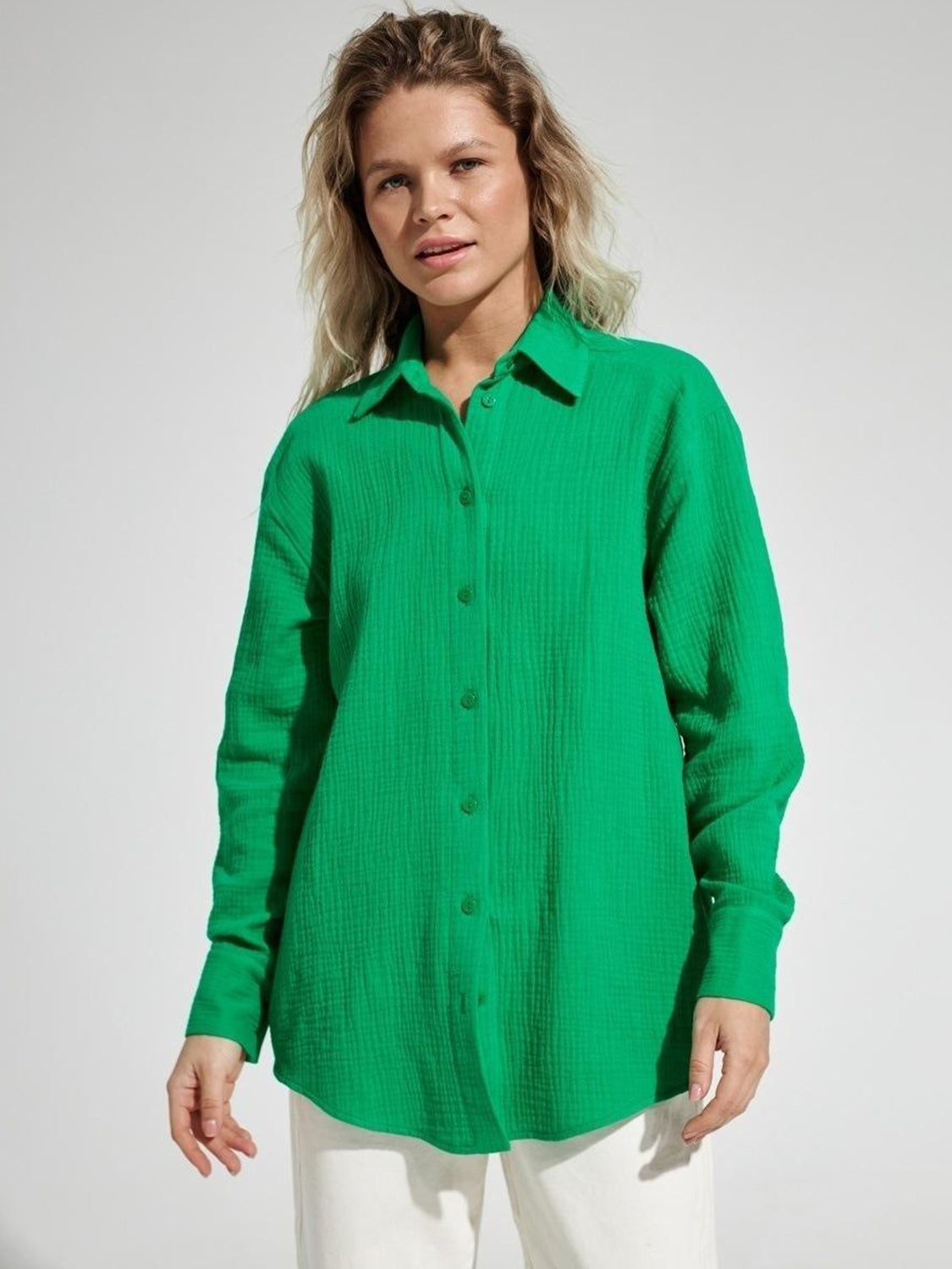 Savannah Textured Cotton Long Sleeve Shirt