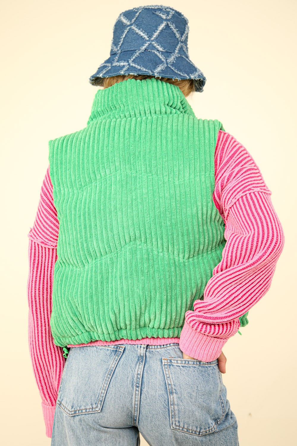 VERY J Zip Up Padded Corduroy Puffer Vest