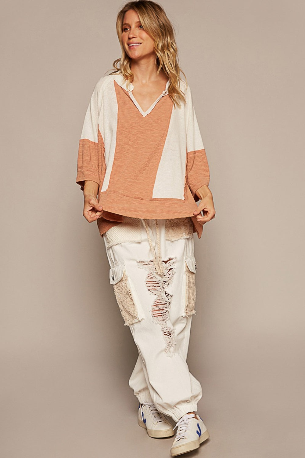 POL Oversized Contrast Top