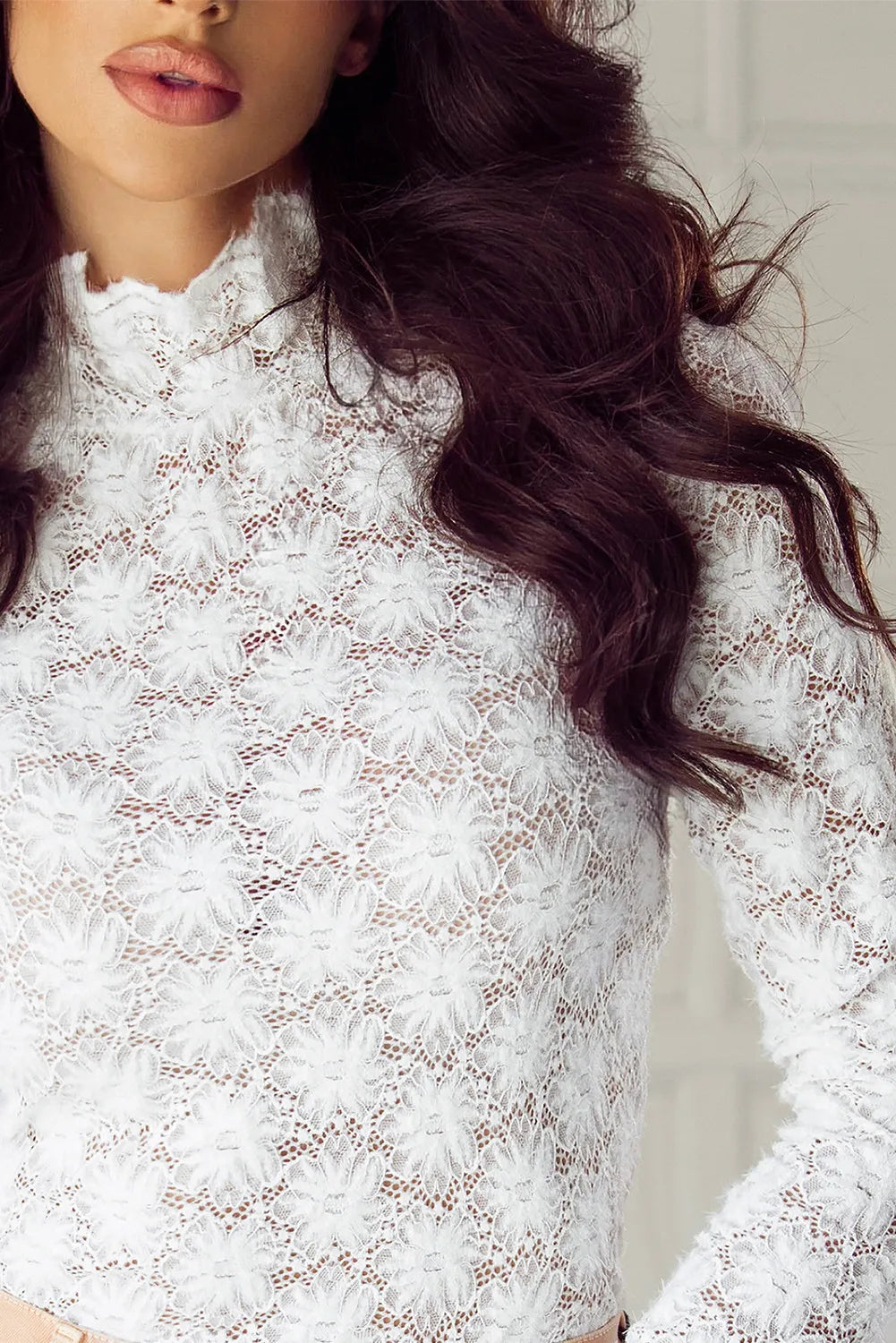 Riley Lace Mock Neck Long Sleeve Top