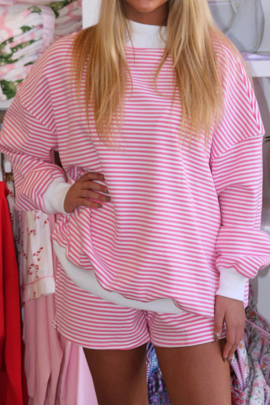 Pink Dreams Mock Neck Shorts Set
