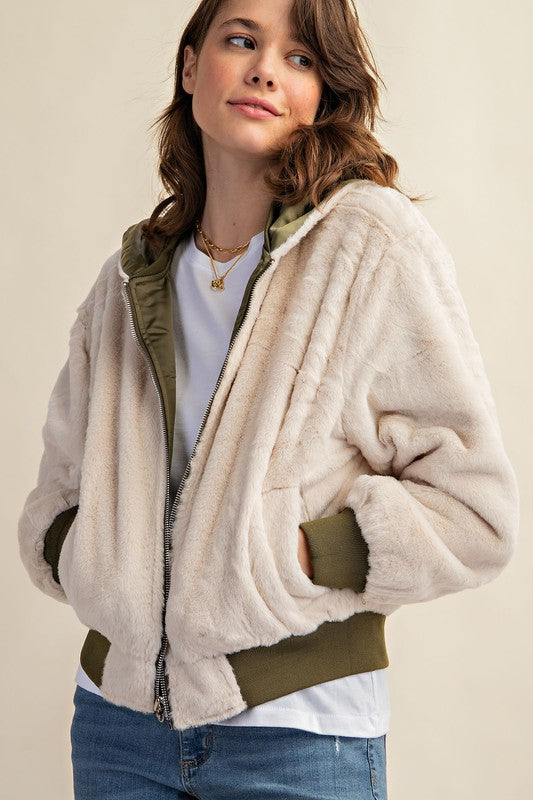 Cleo Fur Lined Bomber Jacket