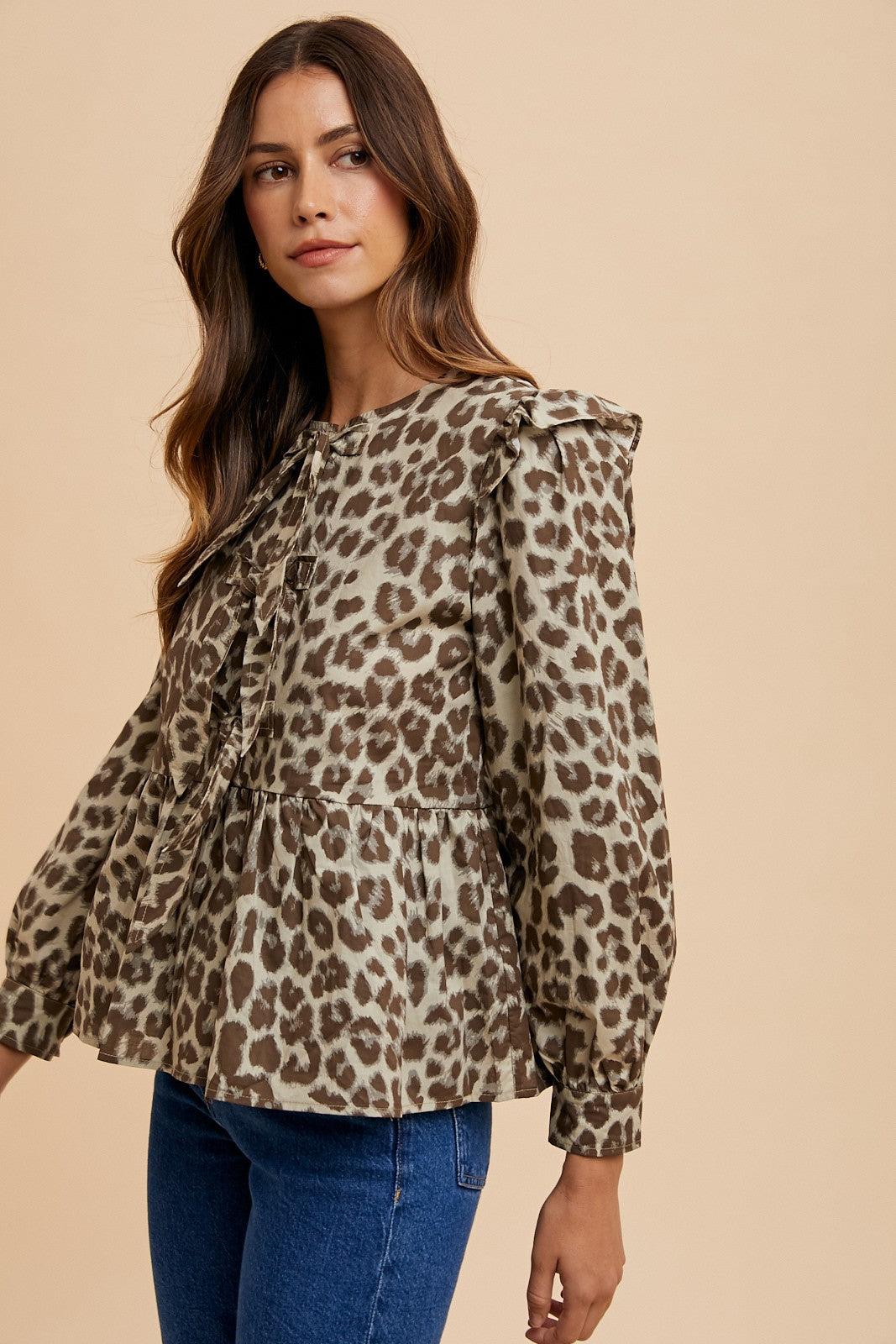 Annie Wear Leopard Peplum Top