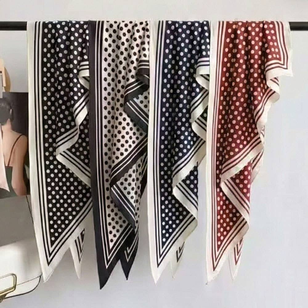 Polka Dot Pattern Silk Scarf Maroon
