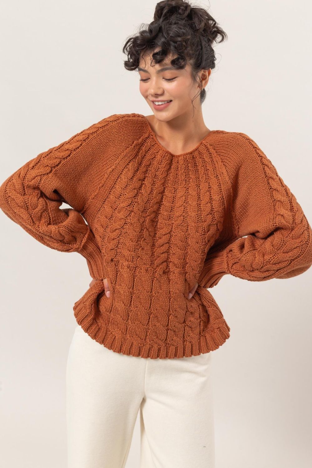 HYFVE Cable-Knit Raglan Sleeve Sweater