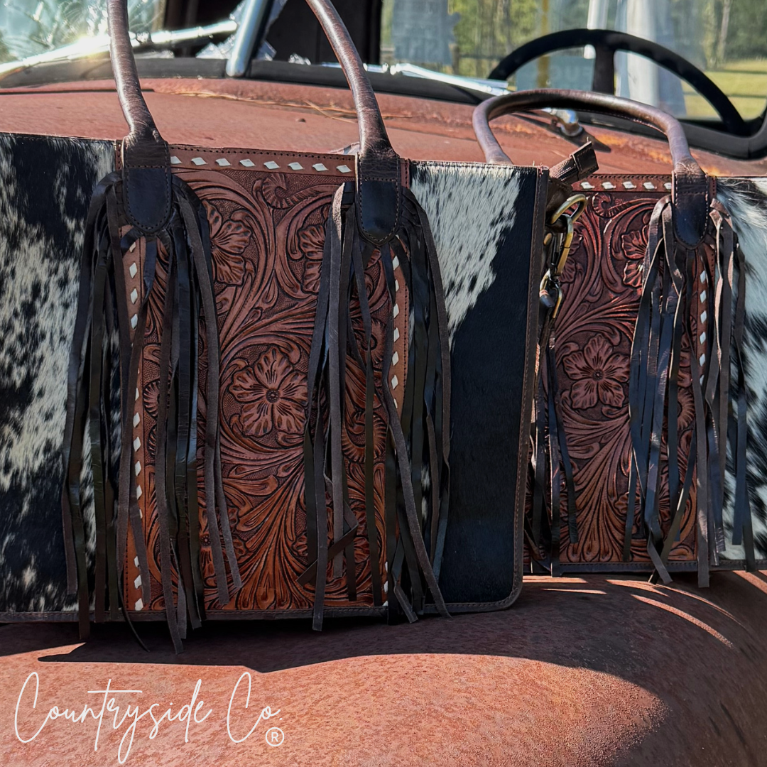 Jesse Conceal Carry Cowhide and Tooled Leather Handbag