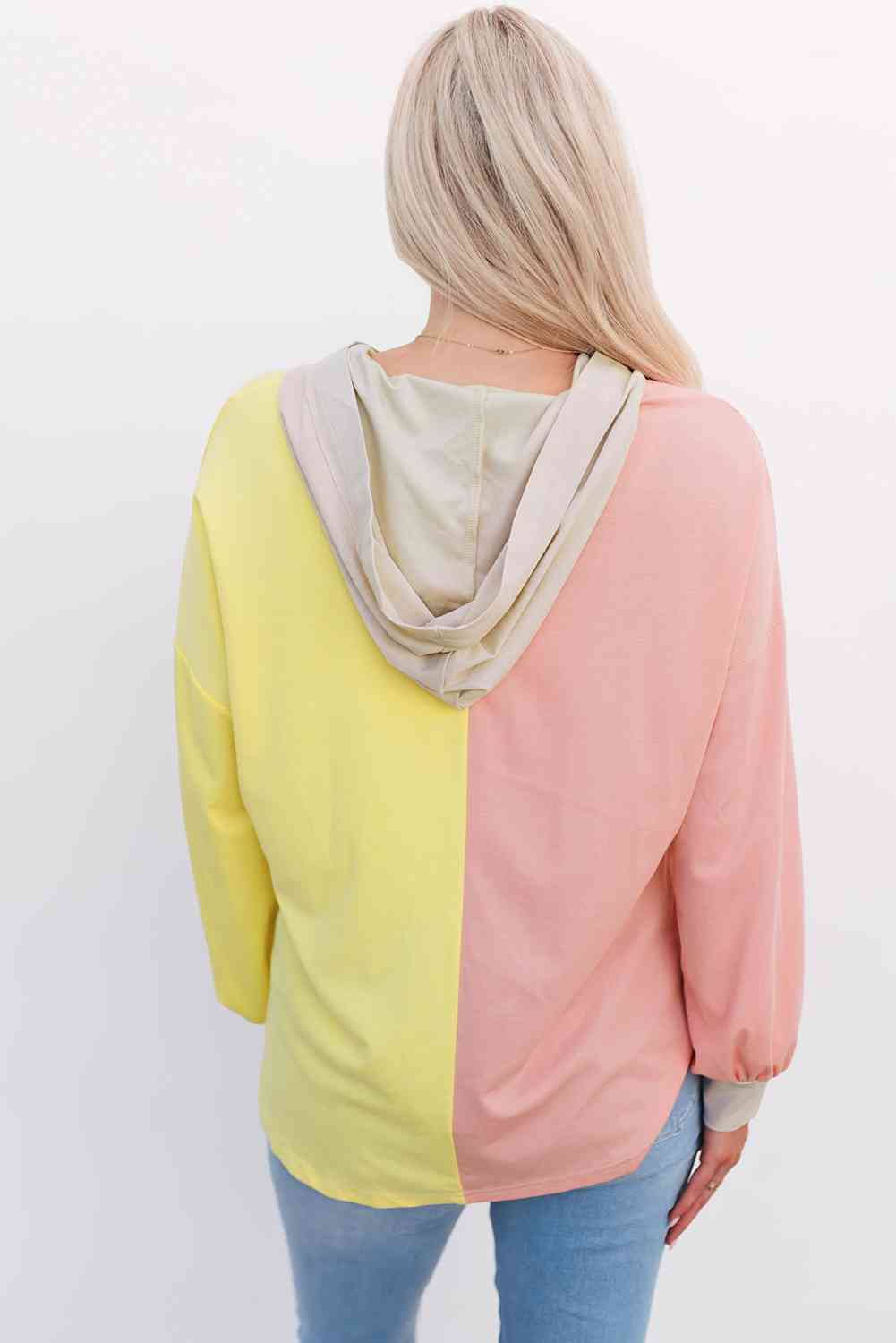 Just Smile Colorblock Hooded Shirt