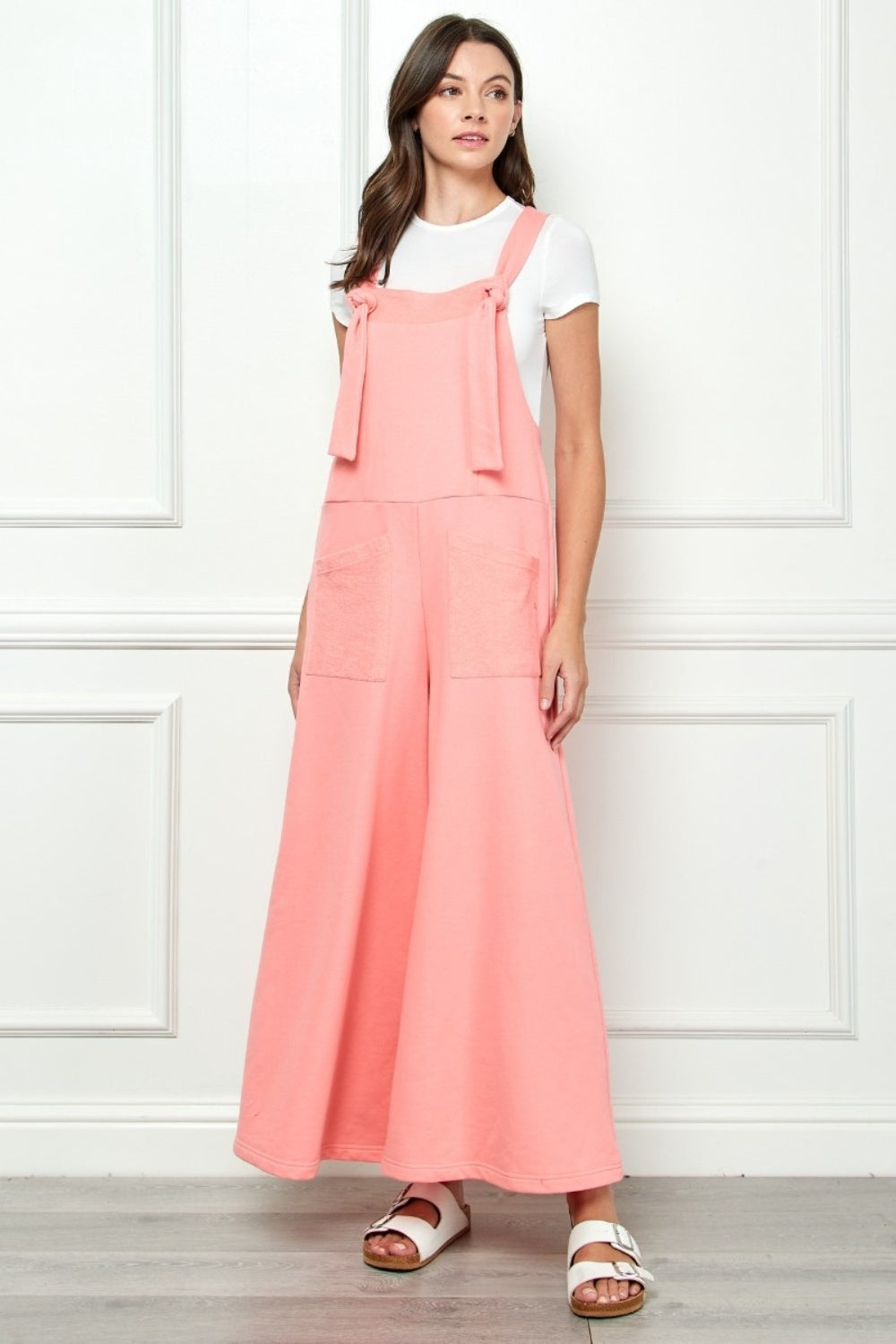Walking On Sunshine Coral French Terry Jumpsuit
