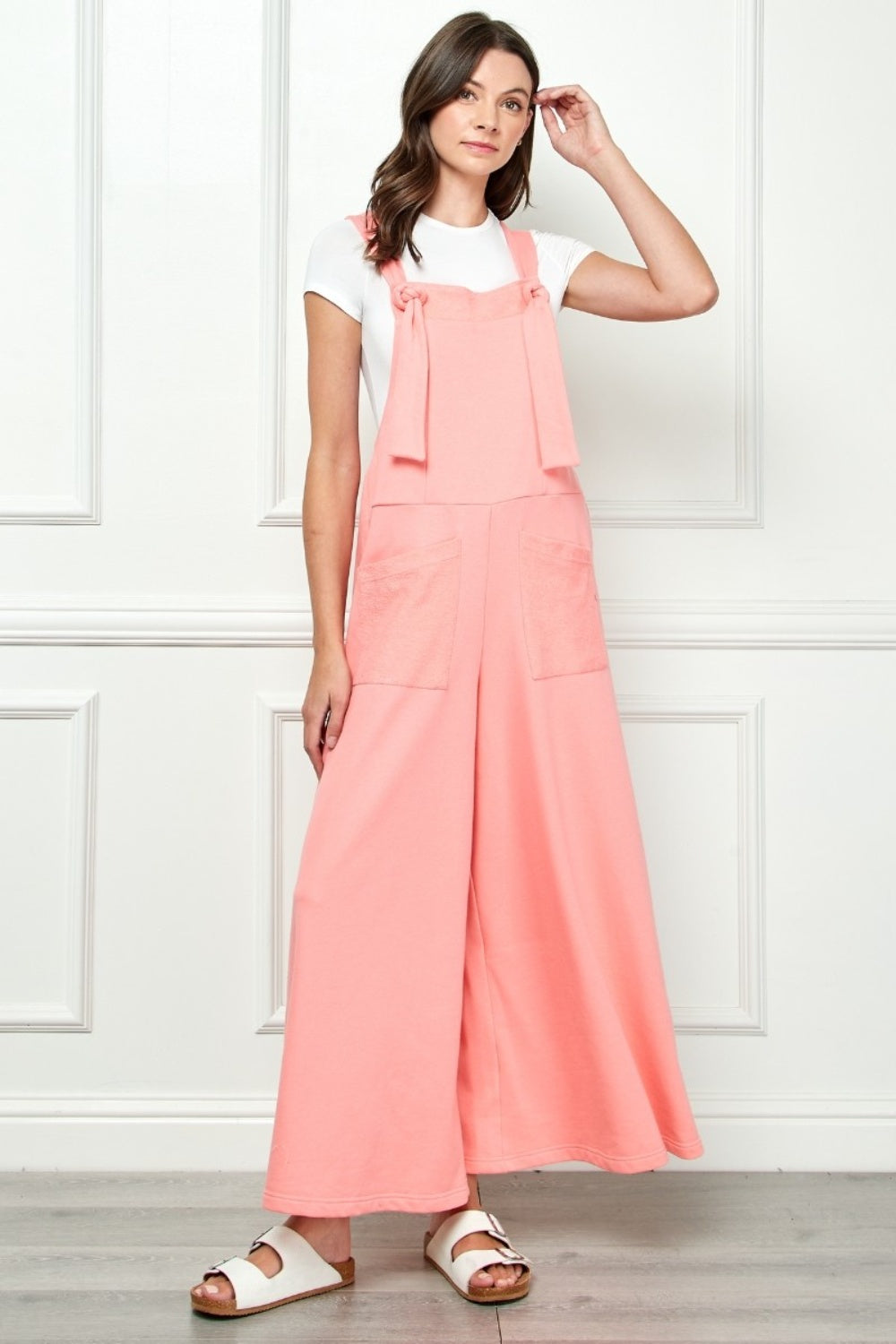Walking On Sunshine Coral French Terry Jumpsuit