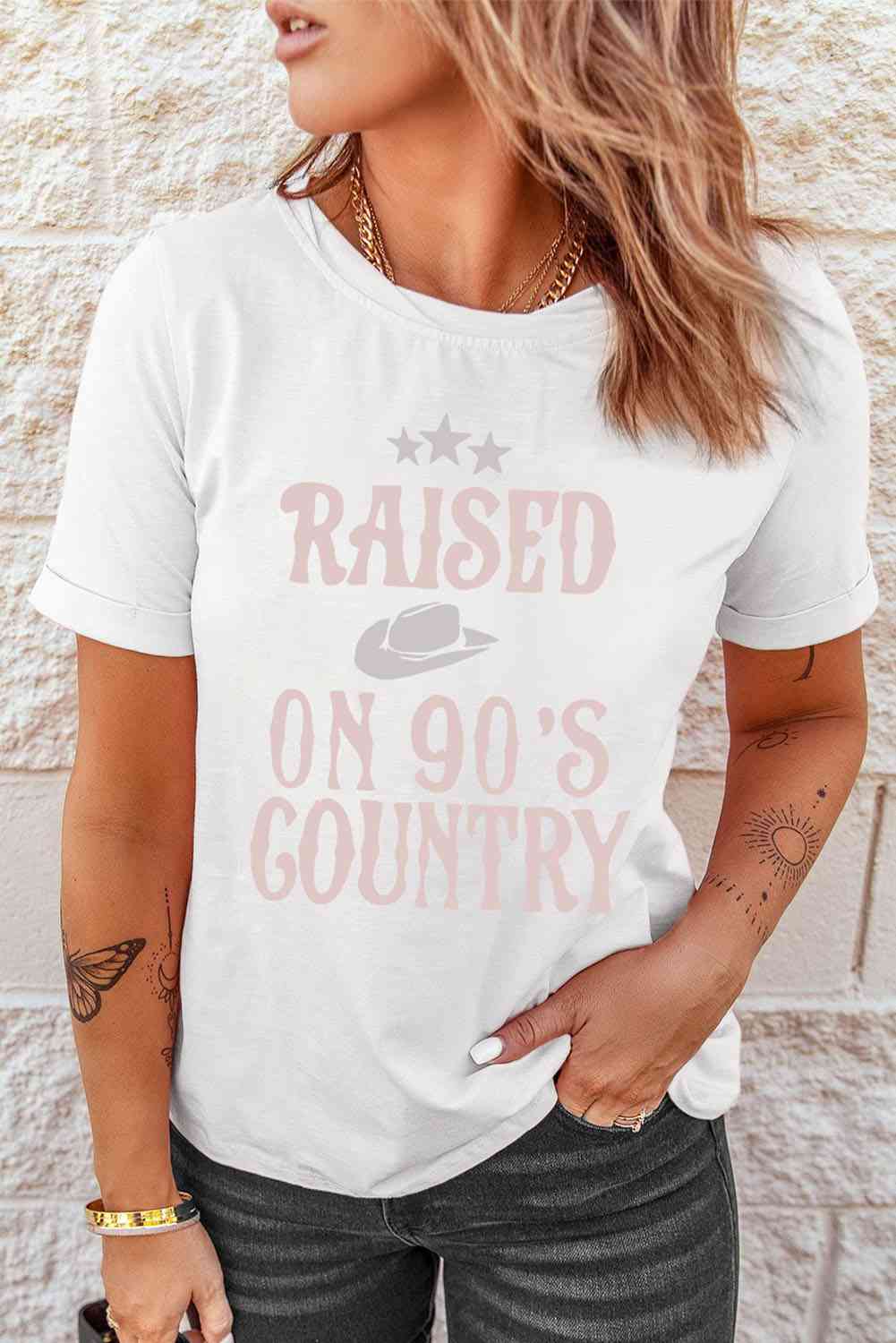 90’s Country Girl Letter Graphic Cuffed Tee
