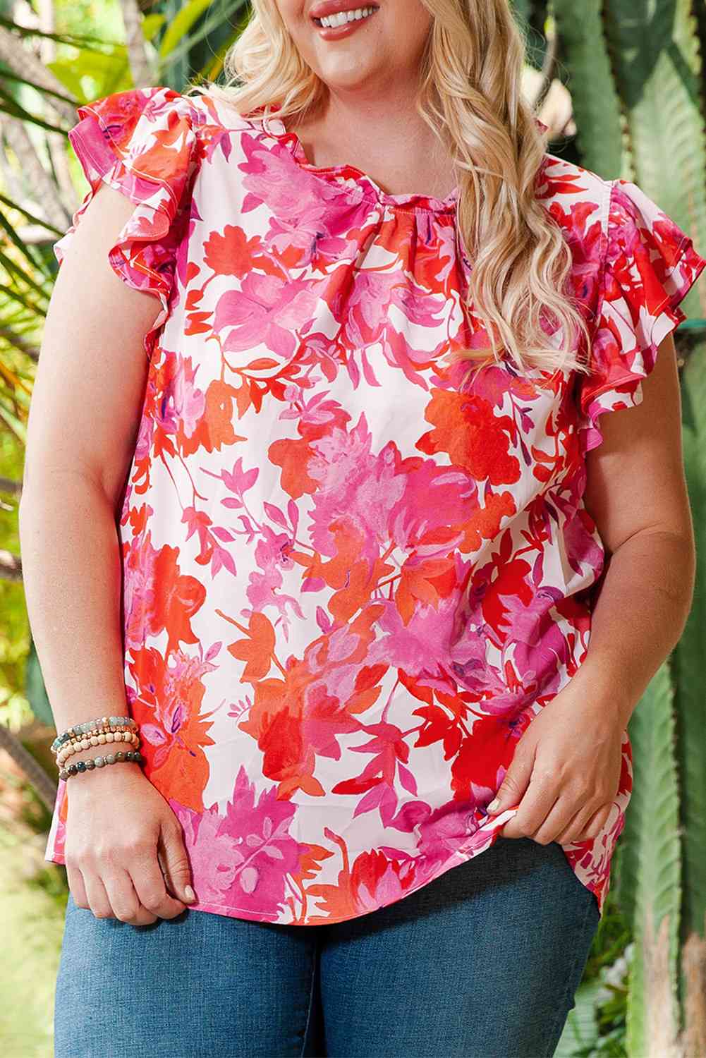Don’t Worry Be Happy Floral Flutter Top
