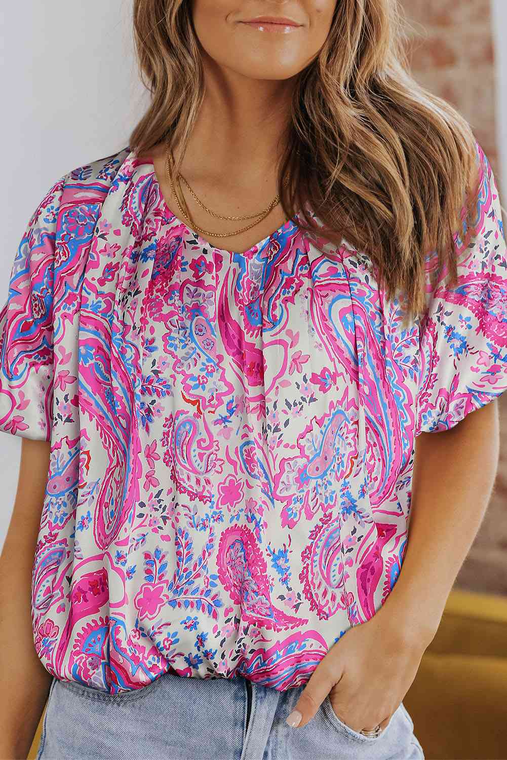 Absolutely Yes Satin Paisley Top