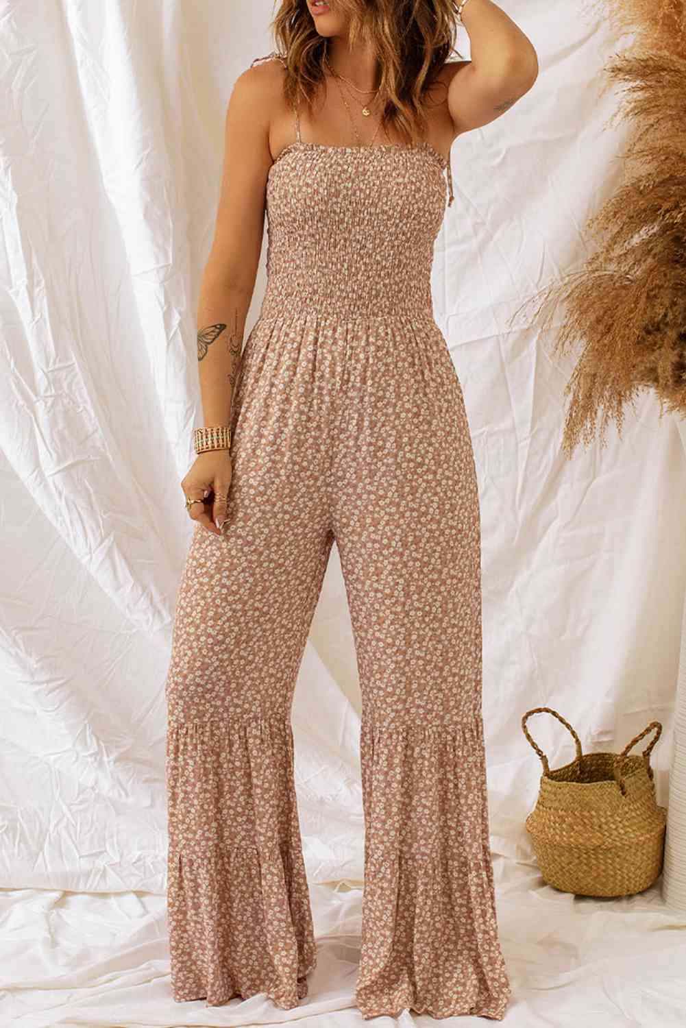 See You Later Smocked Wide Leg Jumpsuit