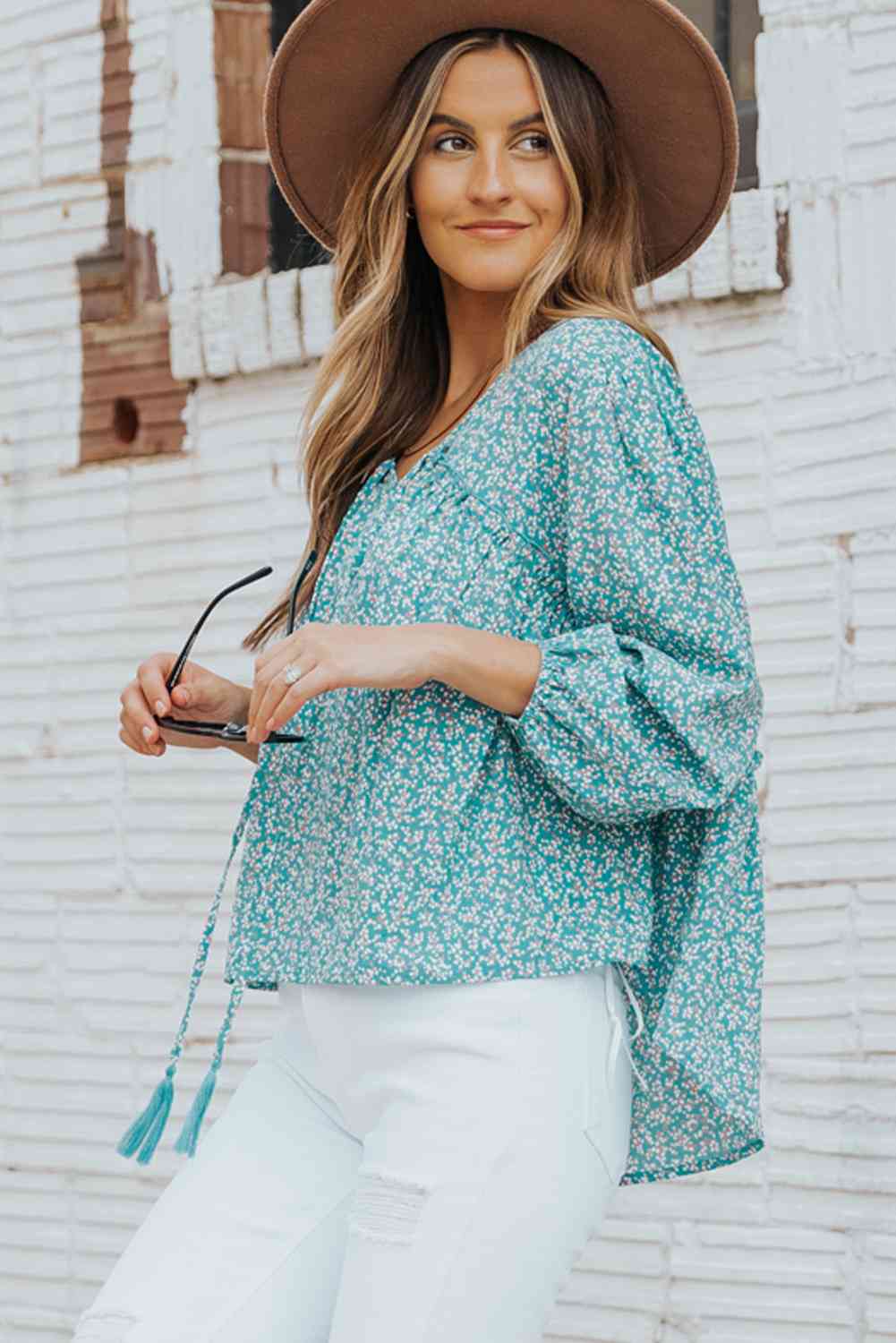 Veronica Ditsy Floral High-Low Blouse