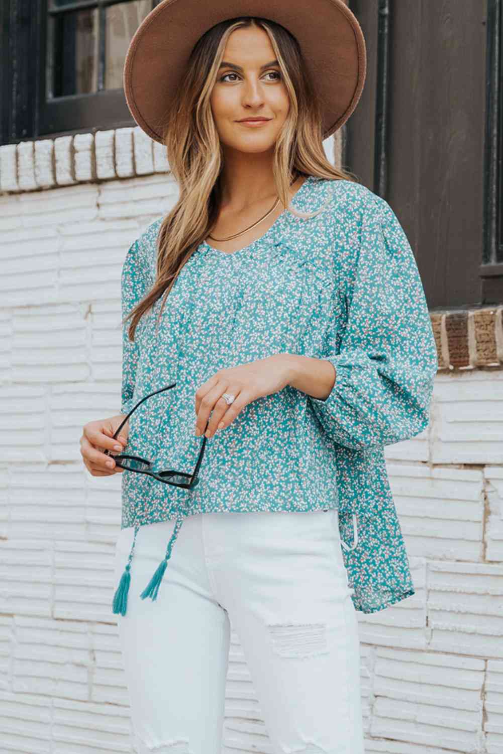 Veronica Ditsy Floral High-Low Blouse